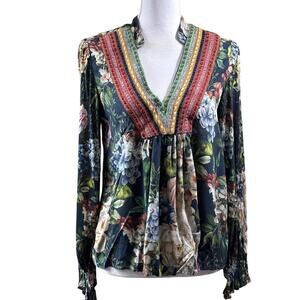 Bl^nk London Stephanie Top, navy floral, romantic, floral, bohemian, cottagecore